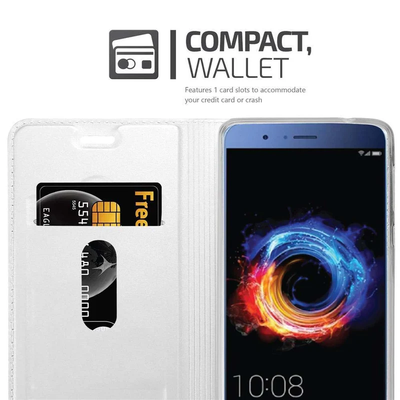 Cadorabo Hülle kompatibel mit Honor 8 PRO Schutzhülle mit Magnetverschluss, Standfunktion und Kartenfach