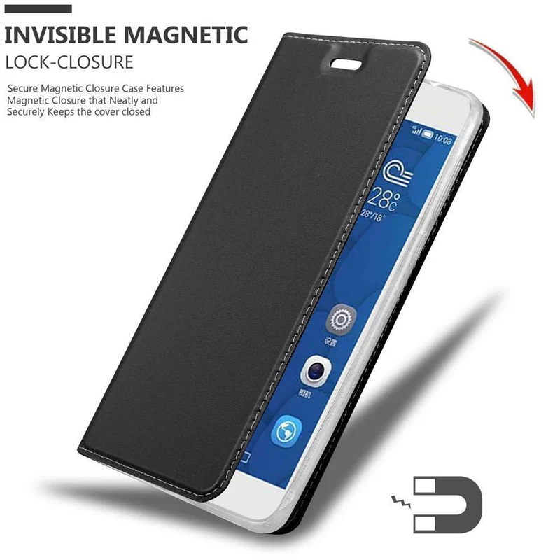 Cadorabo Hülle kompatibel mit Honor 6 PLUS Schutzhülle mit Magnetverschluss, Standfunktion und Kartenfach