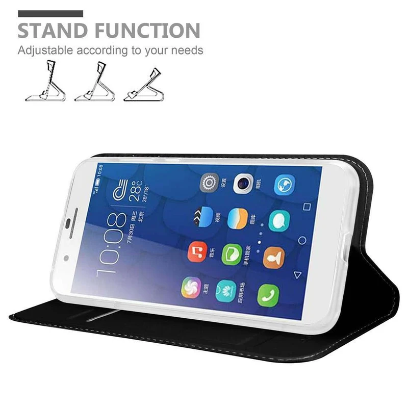 Cadorabo Hülle kompatibel mit Honor 6 PLUS Schutzhülle mit Magnetverschluss, Standfunktion und Kartenfach