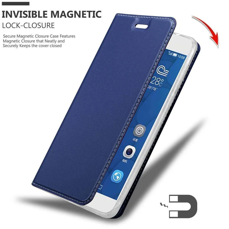 Cadorabo Hülle kompatibel mit Honor 6 PLUS Schutzhülle mit Magnetverschluss, Standfunktion und Kartenfach