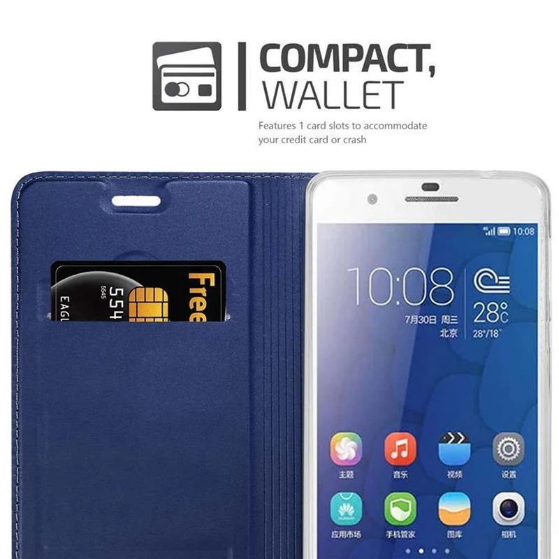 Cadorabo Hülle kompatibel mit Honor 6 PLUS Schutzhülle mit Magnetverschluss, Standfunktion und Kartenfach