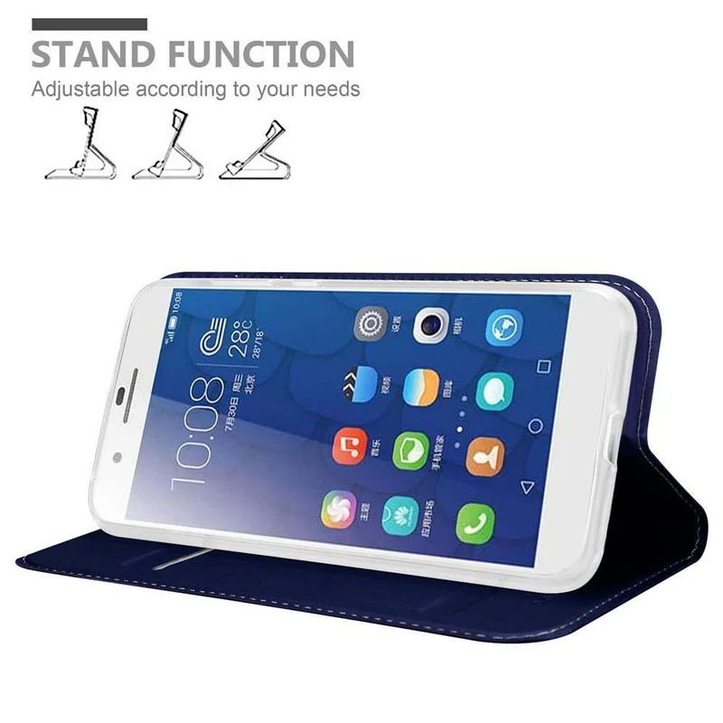 Cadorabo Hülle kompatibel mit Honor 6 PLUS Schutzhülle mit Magnetverschluss, Standfunktion und Kartenfach