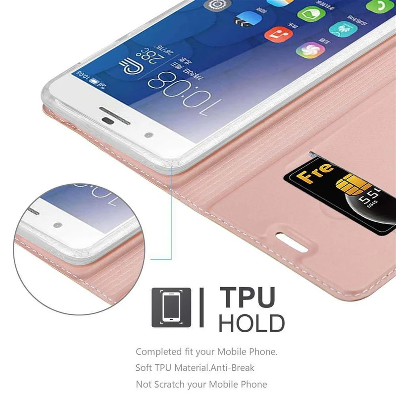Cadorabo Hülle kompatibel mit Honor 6 PLUS Schutzhülle mit Magnetverschluss, Standfunktion und Kartenfach