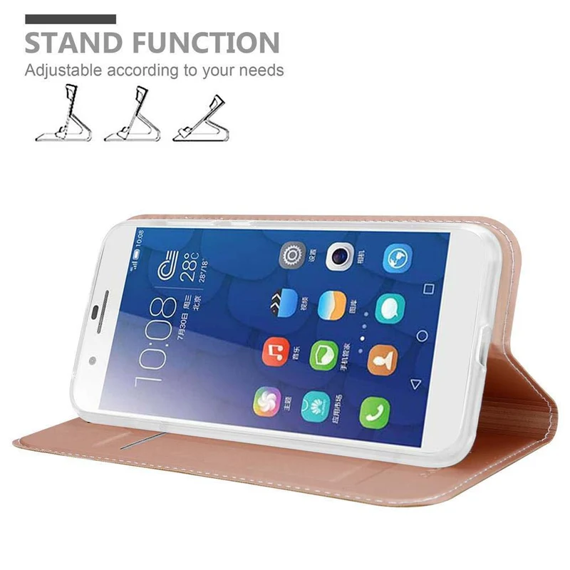 Cadorabo Hülle kompatibel mit Honor 6 PLUS Schutzhülle mit Magnetverschluss, Standfunktion und Kartenfach