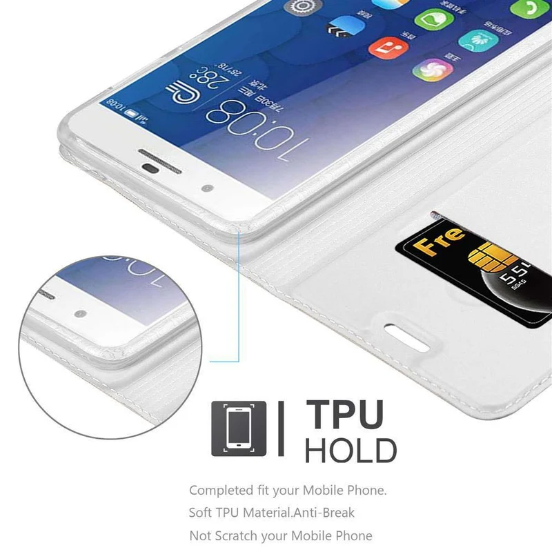 Cadorabo Hülle kompatibel mit Honor 6 PLUS Schutzhülle mit Magnetverschluss, Standfunktion und Kartenfach