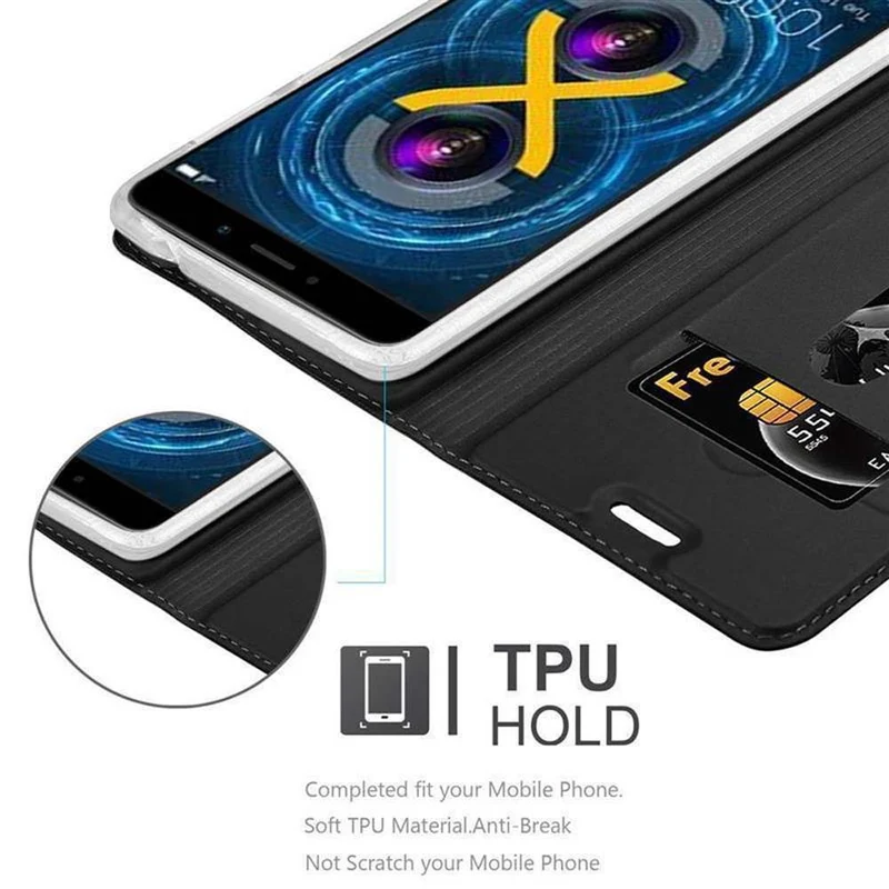 Cadorabo Hülle kompatibel mit Huawei MATE 9 LITE / GR5 2017 / Honor 6X Schutzhülle mit Magnetverschluss, Standfunktion und Kartenfach