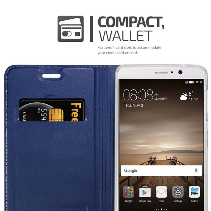 Cadorabo Hülle kompatibel mit Huawei MATE 9 Schutzhülle mit Magnetverschluss, Standfunktion und Kartenfach