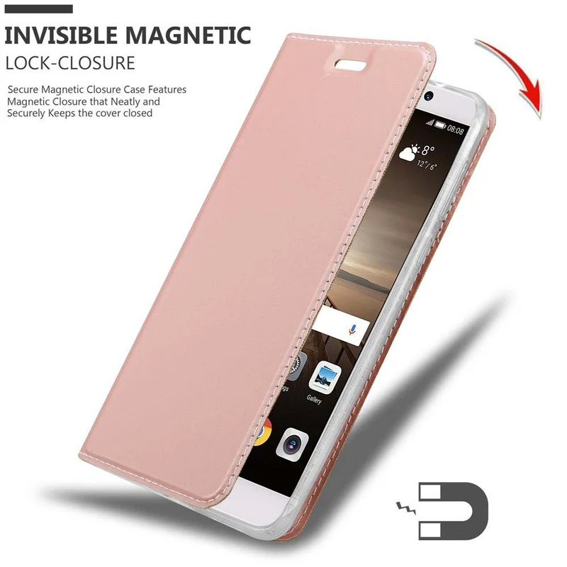 Cadorabo Hülle kompatibel mit Huawei MATE 9 Schutzhülle mit Magnetverschluss, Standfunktion und Kartenfach