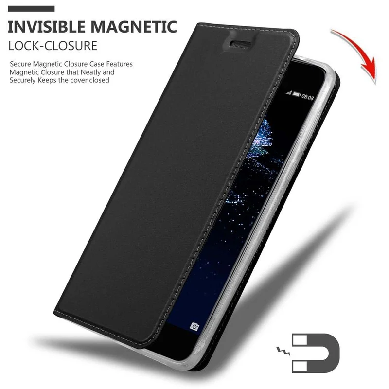 Cadorabo Hülle kompatibel mit Huawei P10 PLUS Schutzhülle mit Magnetverschluss, Standfunktion und Kartenfach