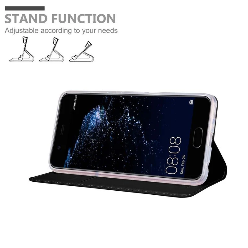 Cadorabo Hülle kompatibel mit Huawei P10 PLUS Schutzhülle mit Magnetverschluss, Standfunktion und Kartenfach