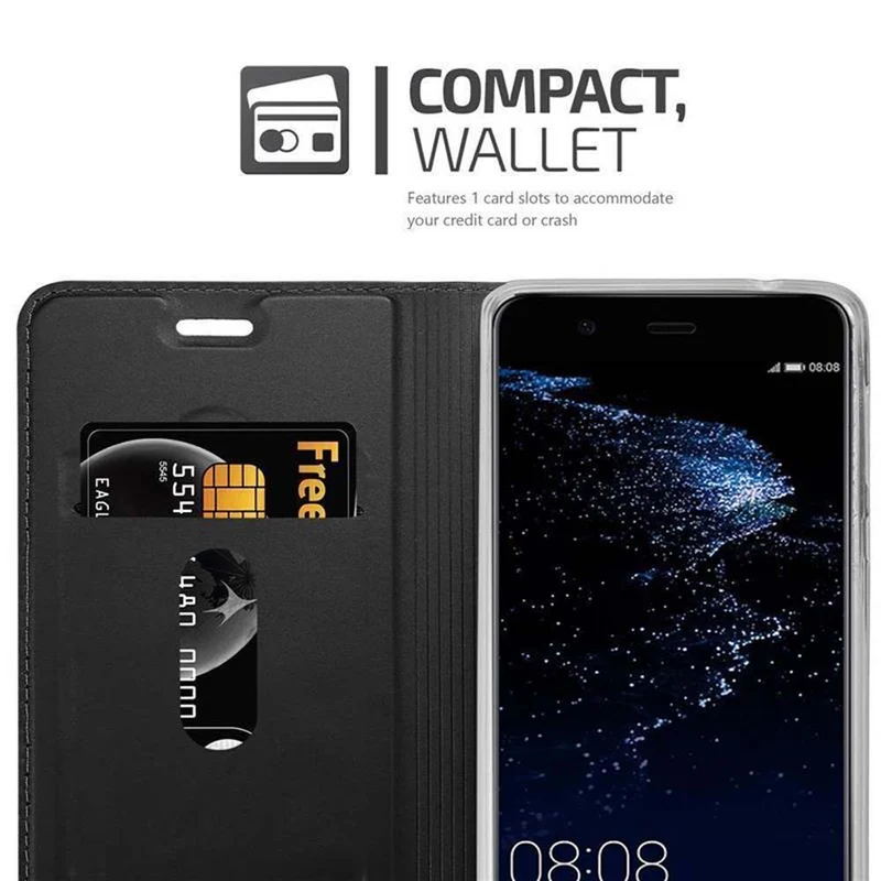 Cadorabo Hülle kompatibel mit Huawei P10 PLUS Schutzhülle mit Magnetverschluss, Standfunktion und Kartenfach