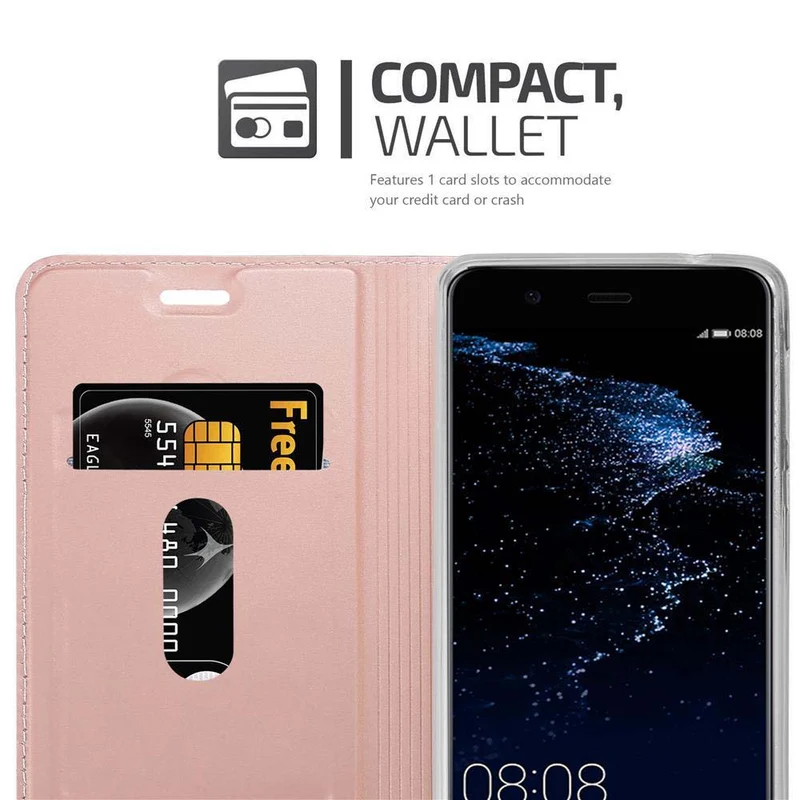 Cadorabo Hülle kompatibel mit Huawei P10 PLUS Schutzhülle mit Magnetverschluss, Standfunktion und Kartenfach