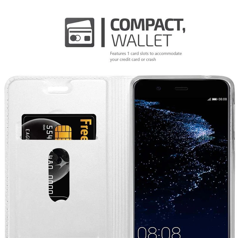 Cadorabo Hülle kompatibel mit Huawei P10 PLUS Schutzhülle mit Magnetverschluss, Standfunktion und Kartenfach