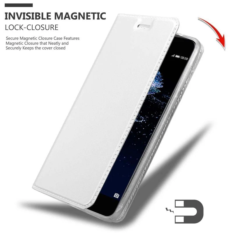 Cadorabo Hülle kompatibel mit Huawei P10 PLUS Schutzhülle mit Magnetverschluss, Standfunktion und Kartenfach