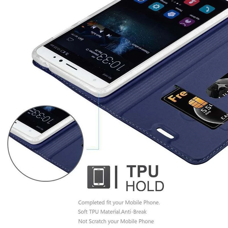 Cadorabo Hülle kompatibel mit Huawei MATE S Schutzhülle mit Magnetverschluss, Standfunktion und Kartenfach