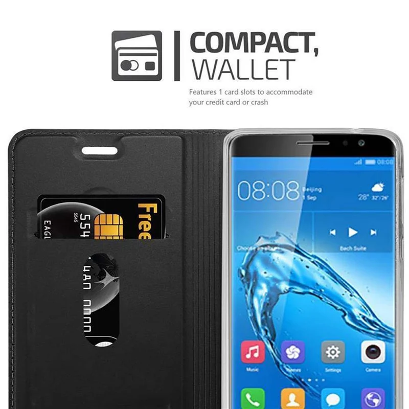 Cadorabo Hülle kompatibel mit Huawei NOVA PLUS Schutzhülle mit Magnetverschluss, Standfunktion und Kartenfach