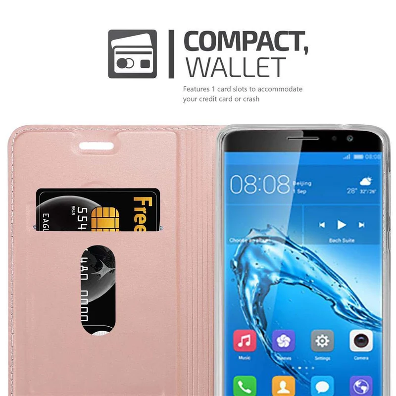 Cadorabo Hülle kompatibel mit Huawei NOVA PLUS Schutzhülle mit Magnetverschluss, Standfunktion und Kartenfach