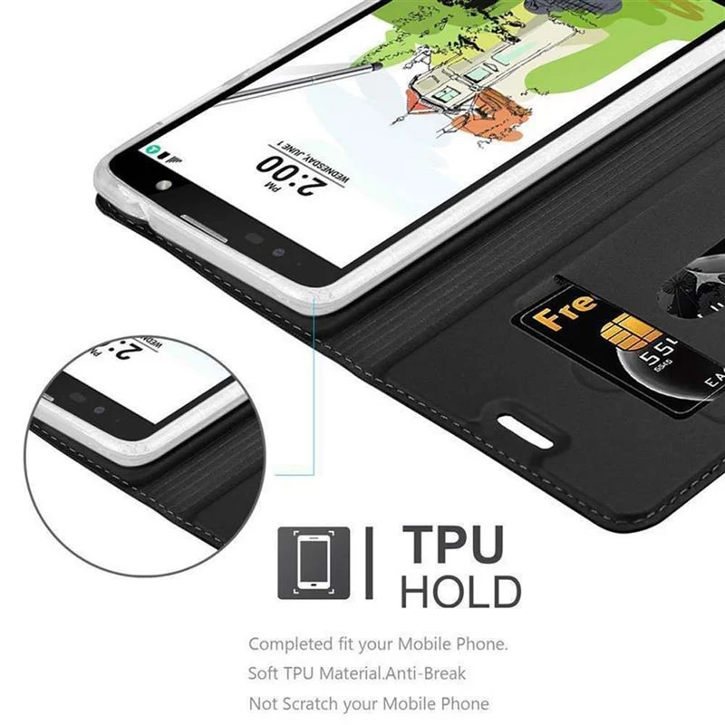 Cadorabo Hülle kompatibel mit LG STYLUS 2 Schutzhülle mit Magnetverschluss, Standfunktion und Kartenfach