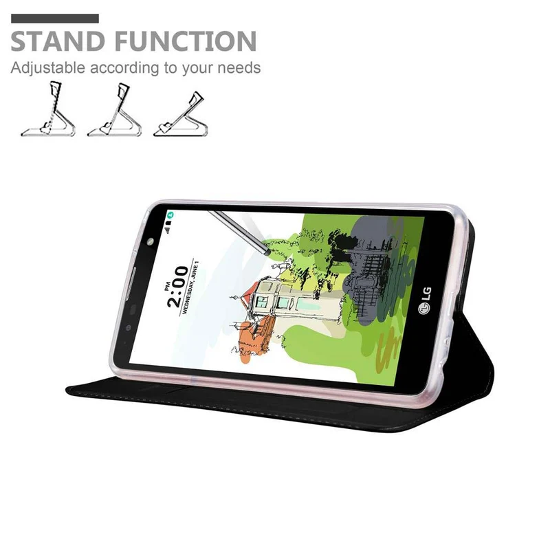 Cadorabo Hülle kompatibel mit LG STYLUS 2 Schutzhülle mit Magnetverschluss, Standfunktion und Kartenfach