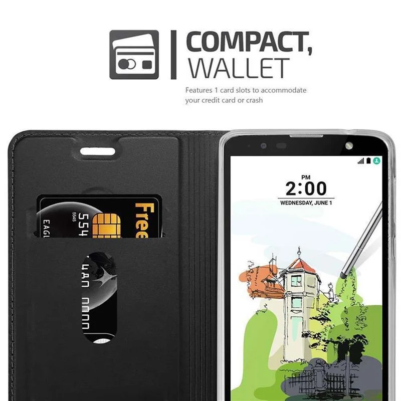 Cadorabo Hülle kompatibel mit LG STYLUS 2 Schutzhülle mit Magnetverschluss, Standfunktion und Kartenfach