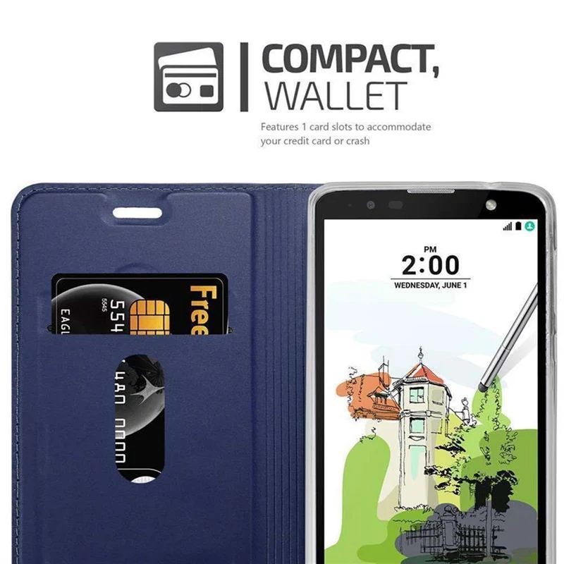 Cadorabo Hülle kompatibel mit LG STYLUS 2 Schutzhülle mit Magnetverschluss, Standfunktion und Kartenfach