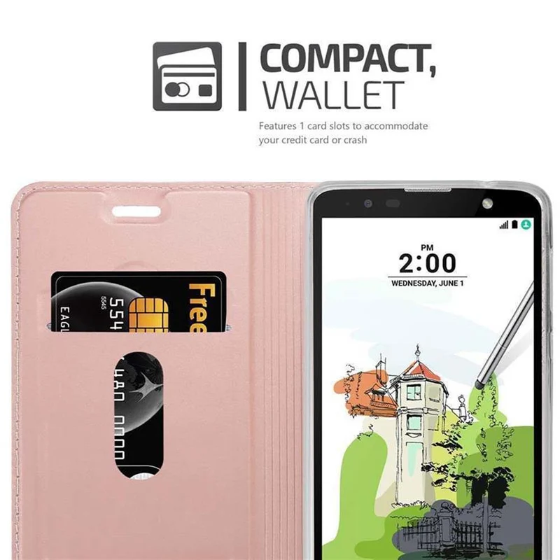 Cadorabo Hülle kompatibel mit LG STYLUS 2 Schutzhülle mit Magnetverschluss, Standfunktion und Kartenfach