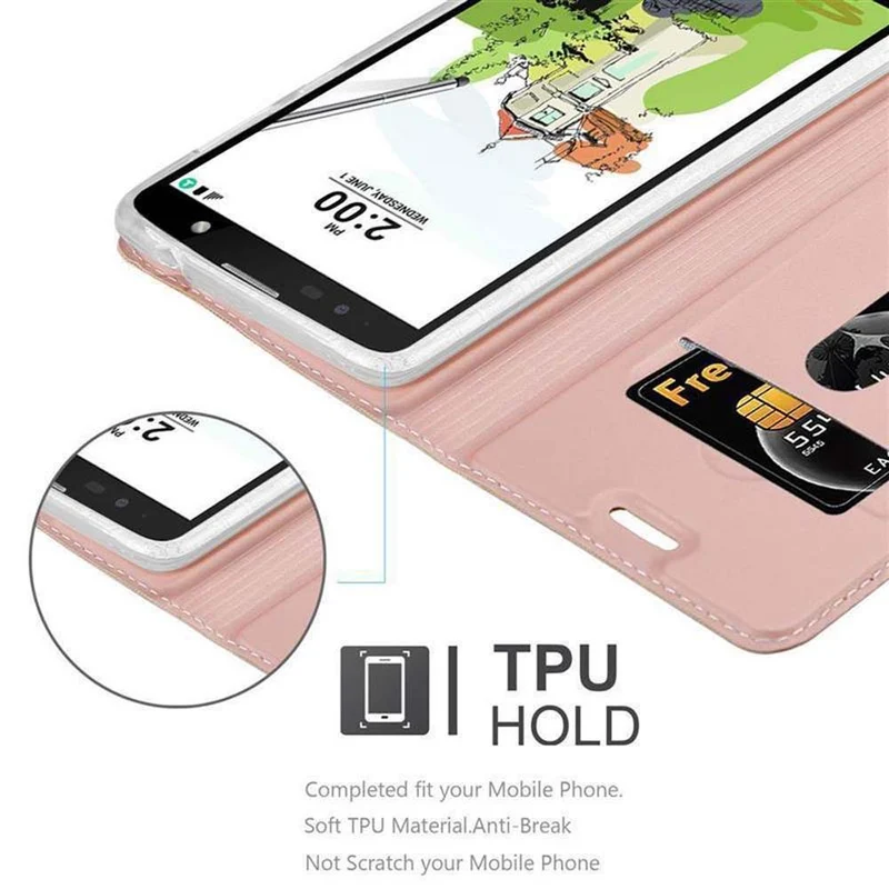Cadorabo Hülle kompatibel mit LG STYLUS 2 Schutzhülle mit Magnetverschluss, Standfunktion und Kartenfach