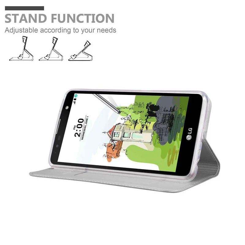 Cadorabo Hülle kompatibel mit LG STYLUS 2 Schutzhülle mit Magnetverschluss, Standfunktion und Kartenfach