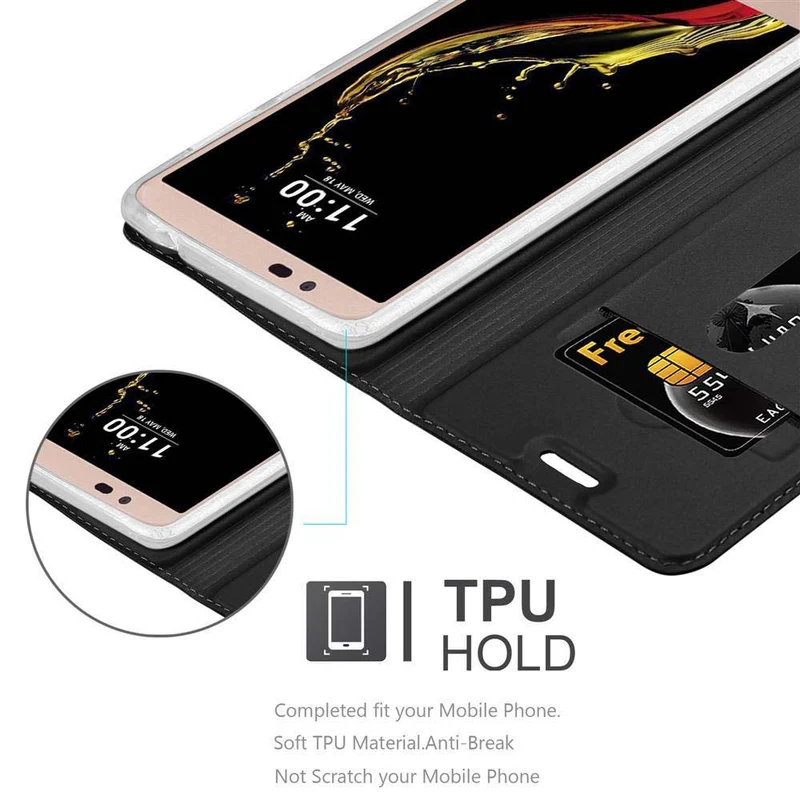 Cadorabo Hülle kompatibel mit LG K10 2016 Schutzhülle mit Magnetverschluss, Standfunktion und Kartenfach