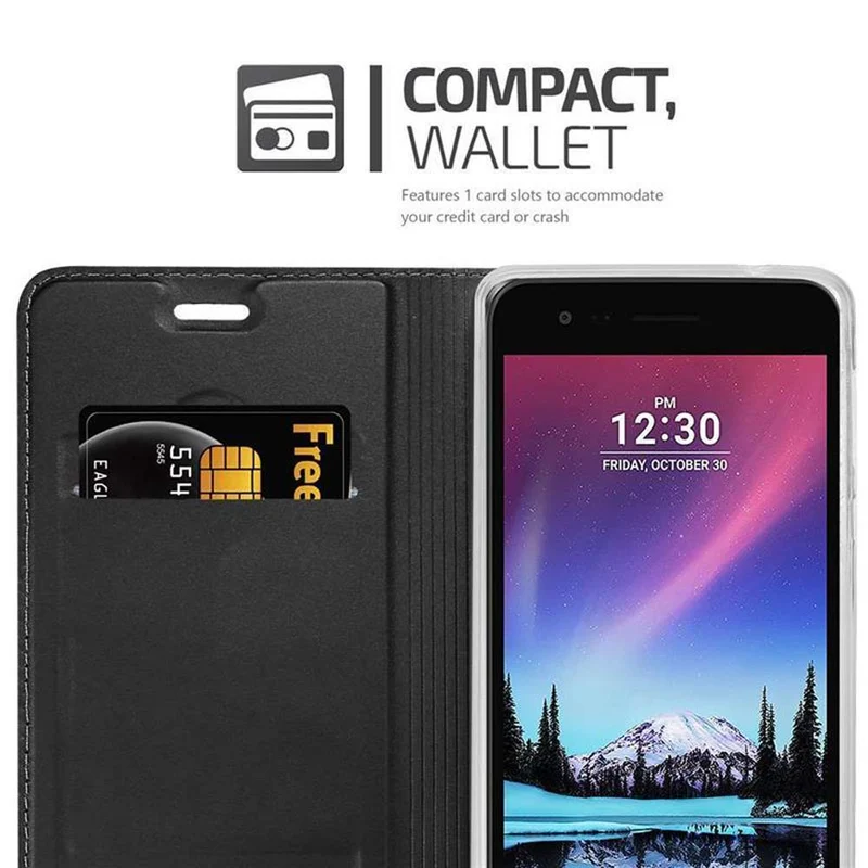 Cadorabo Hülle kompatibel mit LG K4 2017 Schutzhülle mit Magnetverschluss, Standfunktion und Kartenfach
