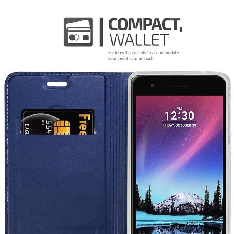 Cadorabo Hülle kompatibel mit LG K4 2017 Schutzhülle mit Magnetverschluss, Standfunktion und Kartenfach