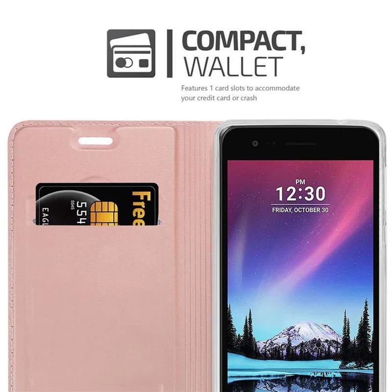 Cadorabo Hülle kompatibel mit LG K4 2017 Schutzhülle mit Magnetverschluss, Standfunktion und Kartenfach