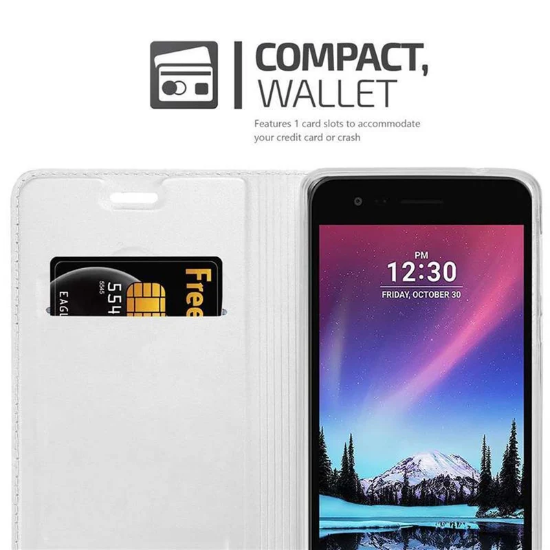 Cadorabo Hülle kompatibel mit LG K4 2017 Schutzhülle mit Magnetverschluss, Standfunktion und Kartenfach