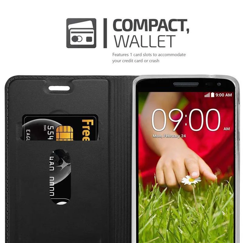 Cadorabo Hülle kompatibel mit LG G2 MINI Schutzhülle mit Magnetverschluss, Standfunktion und Kartenfach