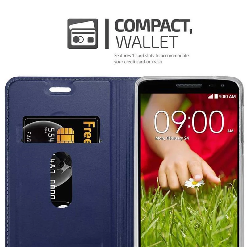 Cadorabo Hülle kompatibel mit LG G2 MINI Schutzhülle mit Magnetverschluss, Standfunktion und Kartenfach