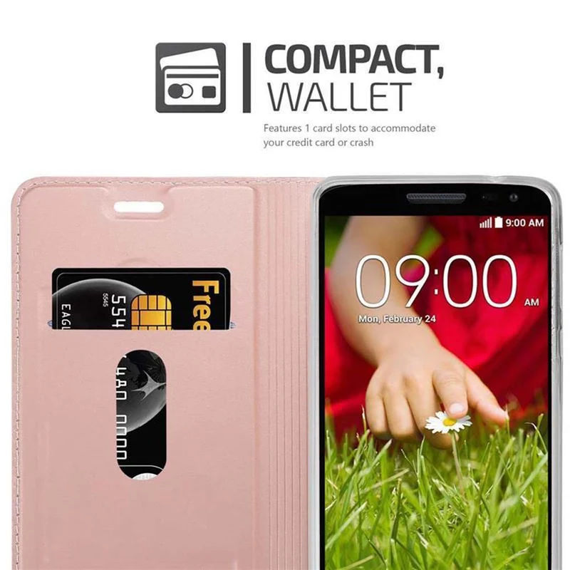 Cadorabo Hülle kompatibel mit LG G2 MINI Schutzhülle mit Magnetverschluss, Standfunktion und Kartenfach