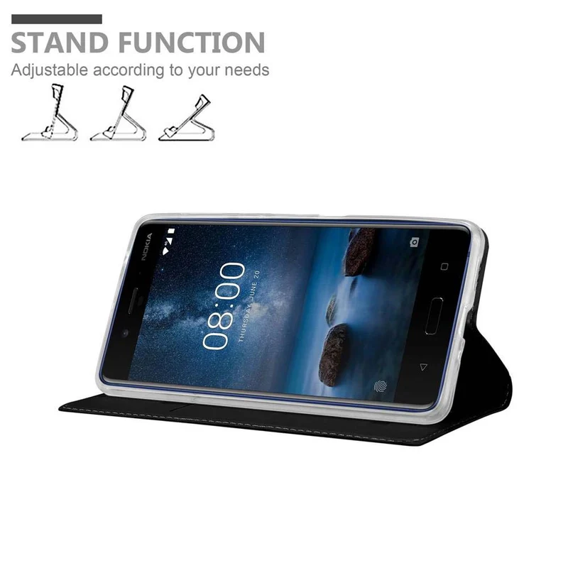 Cadorabo Hülle kompatibel mit Nokia 8 2017 Schutzhülle mit Magnetverschluss, Standfunktion und Kartenfach