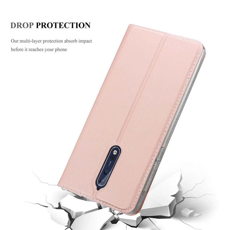 Cadorabo Hülle kompatibel mit Nokia 8 2017 Schutzhülle mit Magnetverschluss, Standfunktion und Kartenfach