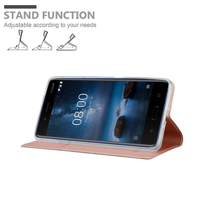 Cadorabo Hülle kompatibel mit Nokia 8 2017 Schutzhülle mit Magnetverschluss, Standfunktion und Kartenfach