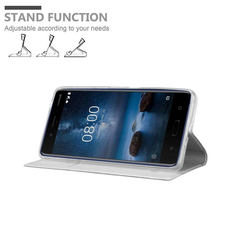 Cadorabo Hülle kompatibel mit Nokia 8 2017 Schutzhülle mit Magnetverschluss, Standfunktion und Kartenfach