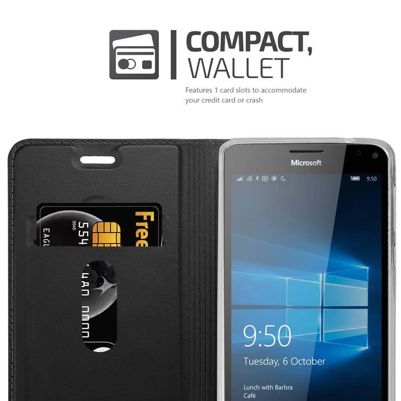 Cadorabo Hülle kompatibel mit Nokia Lumia 950 XL Schutzhülle mit Magnetverschluss, Standfunktion und Kartenfach