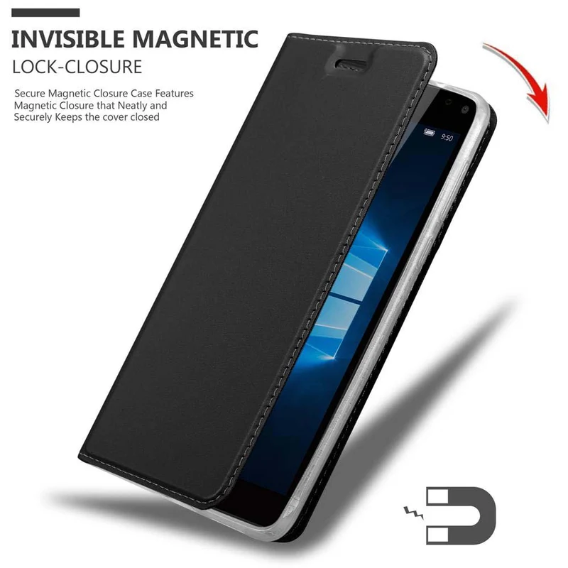 Cadorabo Hülle kompatibel mit Nokia Lumia 950 XL Schutzhülle mit Magnetverschluss, Standfunktion und Kartenfach