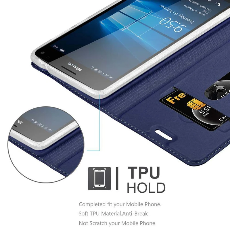 Cadorabo Hülle kompatibel mit Nokia Lumia 950 XL Schutzhülle mit Magnetverschluss, Standfunktion und Kartenfach