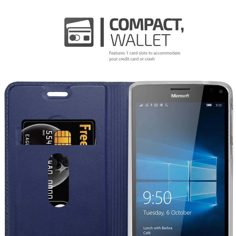 Cadorabo Hülle kompatibel mit Nokia Lumia 950 XL Schutzhülle mit Magnetverschluss, Standfunktion und Kartenfach
