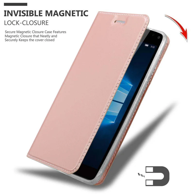 Cadorabo Hülle kompatibel mit Nokia Lumia 950 XL Schutzhülle mit Magnetverschluss, Standfunktion und Kartenfach