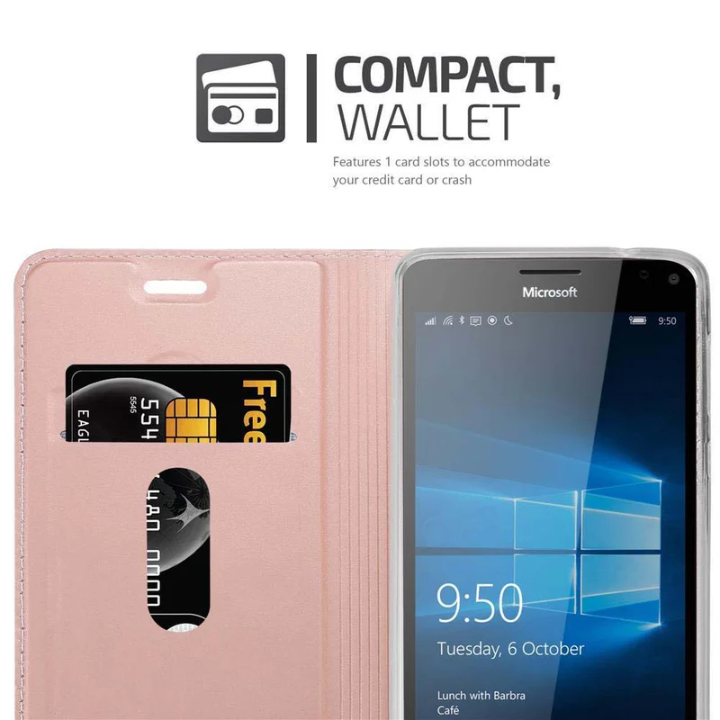Cadorabo Hülle kompatibel mit Nokia Lumia 950 XL Schutzhülle mit Magnetverschluss, Standfunktion und Kartenfach
