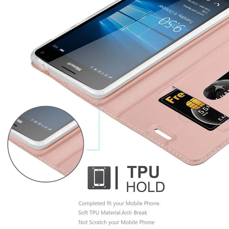 Cadorabo Hülle kompatibel mit Nokia Lumia 950 XL Schutzhülle mit Magnetverschluss, Standfunktion und Kartenfach