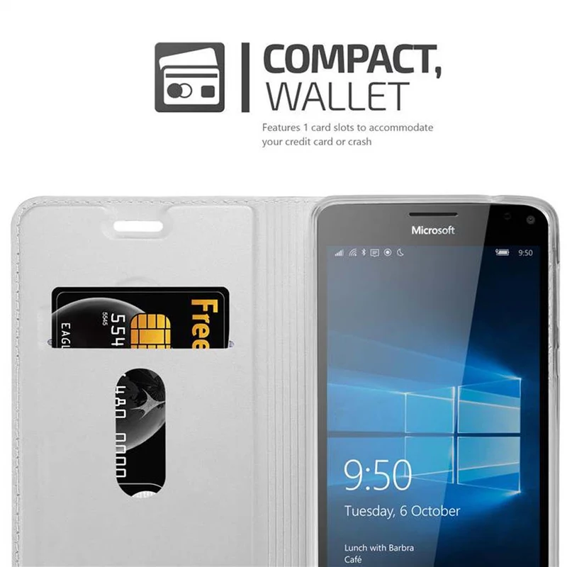 Cadorabo Hülle kompatibel mit Nokia Lumia 950 XL Schutzhülle mit Magnetverschluss, Standfunktion und Kartenfach