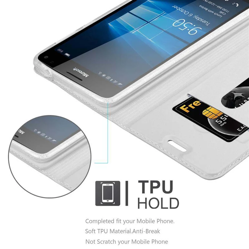 Cadorabo Hülle kompatibel mit Nokia Lumia 950 XL Schutzhülle mit Magnetverschluss, Standfunktion und Kartenfach
