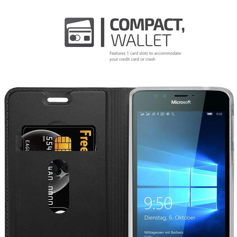 Cadorabo Hülle kompatibel mit Nokia Lumia 950 Schutzhülle mit Magnetverschluss, Standfunktion und Kartenfach